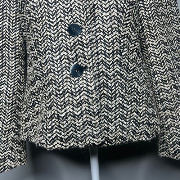 Talbots Womens Tweed Jacket Blazer Size 8 Herringbone Button Front Black & Cream - Picture 4 of 11